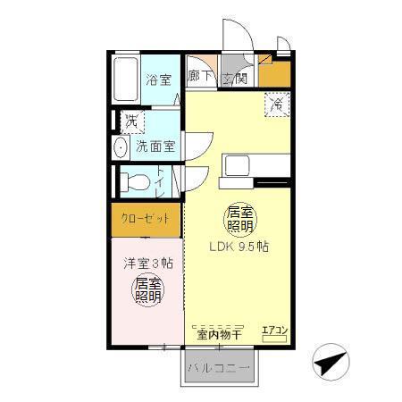 ヘクセンハウス堀町(1LDK/2階)の間取り写真