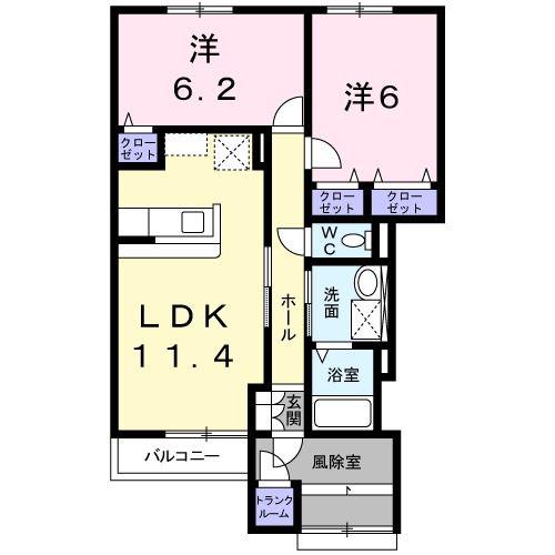 それいゆ(2LDK/1階)の間取り写真