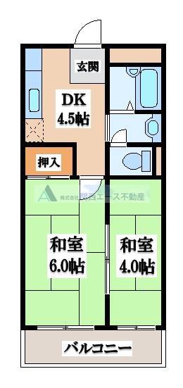プレアール枚岡(2DK/5階)の間取り写真