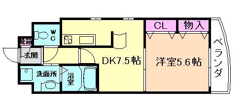 ジー・プレート箕面(1DK/2階)の間取り写真