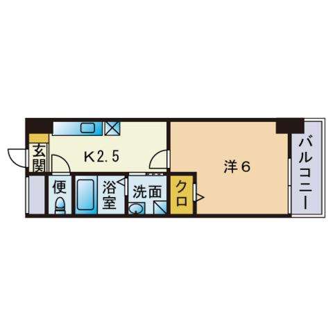 アリエス室見(1K/2階)の間取り写真