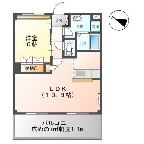フロイデA(1LDK/2階)の間取り写真