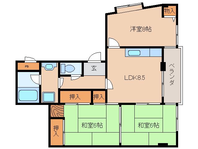 京和ビル(3LDK/4階)の間取り写真