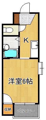 ギャラン小芝(1K/1階)の間取り写真