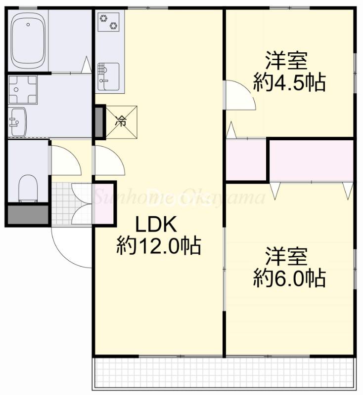 エクセラン今(2LDK/2階)の間取り写真