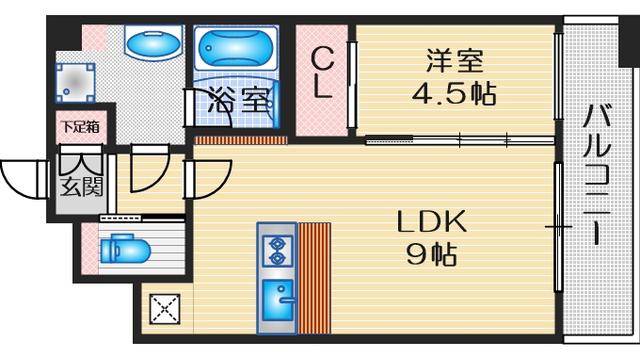 プレジオ緑地公園(1LDK/8階)の間取り写真