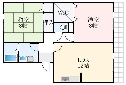 メゾンボナール(2LDK/3階)の間取り写真