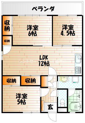 上馬寄スカイハイツ(3LDK/1階)の間取り写真