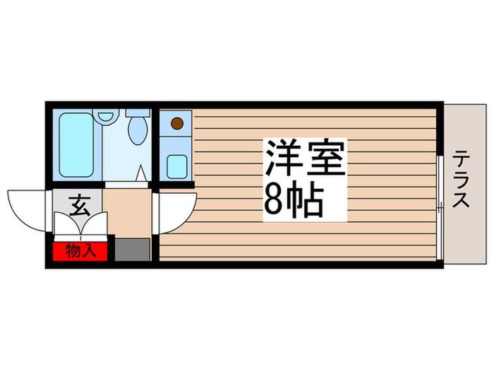 美工中山ハイツ(ワンルーム/1階)の間取り写真