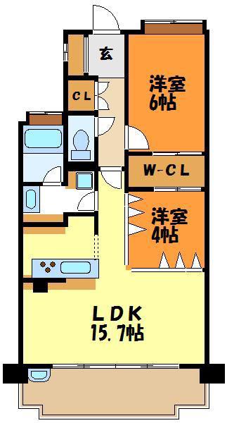 ビッグヴァン二子多摩川(1SLDK/3階)の間取り写真