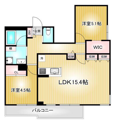 シベール御器所(2LDK/2階)の間取り写真