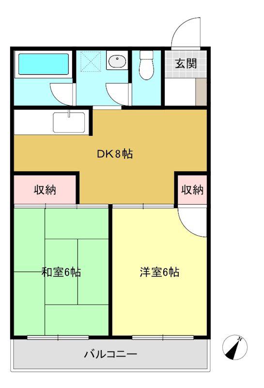 HIKARIマンションPART1(2DK/4階)の間取り写真