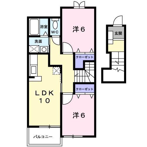 ルミエール・T(2LDK/2階)の間取り写真