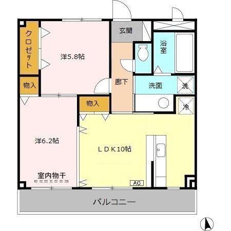 東武東上線 川越駅 徒歩18分 2階建 築18年(2LDK/2階)の間取り写真