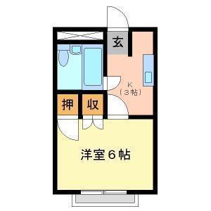 カレッヂ1(1K/1階)の間取り写真