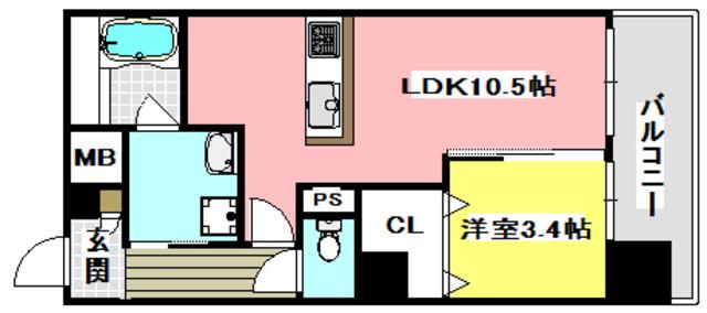 中条プレイス(1LDK/5階)の間取り写真