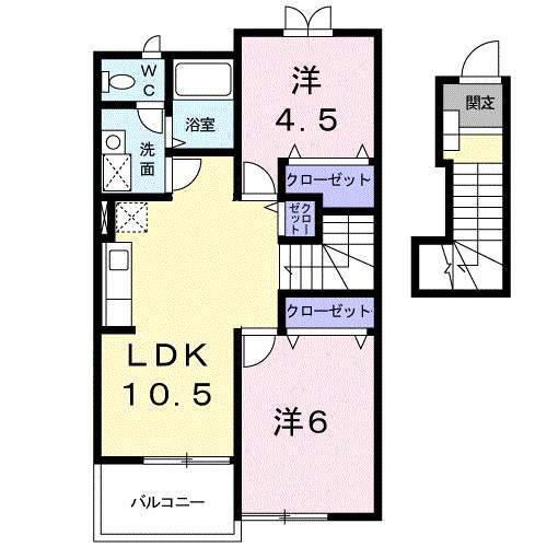 グリーンポケット A(2LDK/2階)の間取り写真