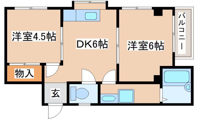 シャトー大田(2DK/3階)の間取り写真