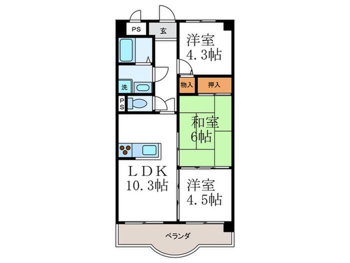 アネーロ長岡京(3LDK/2階)の間取り写真