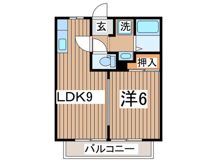 ファミール F(1LDK/2階)の間取り写真