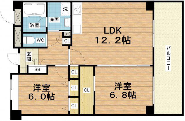 レジディア西天満(2LDK/3階)の間取り写真