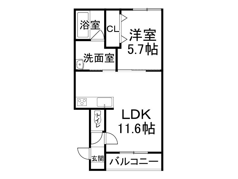 西9南10AP(1DK/2階)の間取り写真