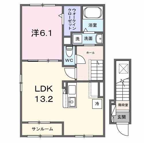 メゾン ルミエール(1LDK/2階)の間取り写真