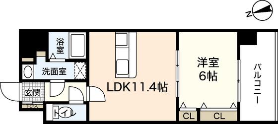 ビリオネアS竹屋(1LDK/3階)の間取り写真