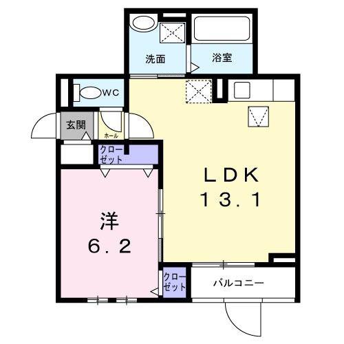 サニーレジデンス高槻本町(1LDK/3階)の間取り写真