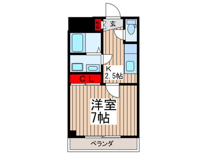 アーバンパレス宮田2(1K/6階)の間取り写真