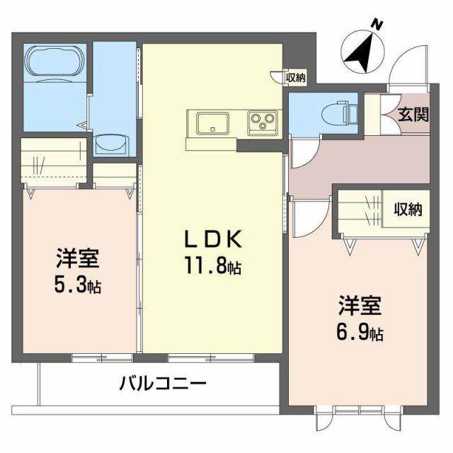 シャーメゾン セレッソ(2LDK/2階)の間取り写真