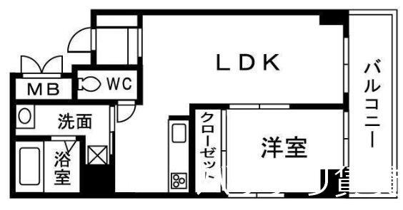 グランディ県庁前(1LDK/5階)の間取り写真
