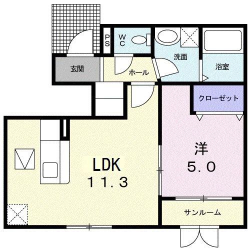 スターフィールドII(1LDK/1階)の間取り写真