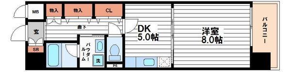 ベルビュー7番館(1DK/9階)の間取り写真