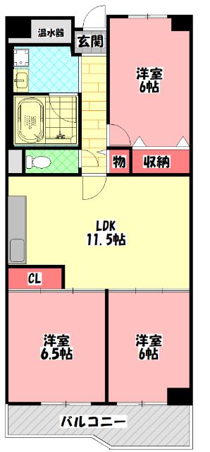 守口ハイライフA棟(3LDK/7階)の間取り写真