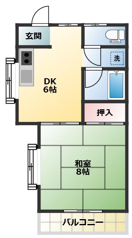 グリーンハイツ(1DK/2階)の間取り写真