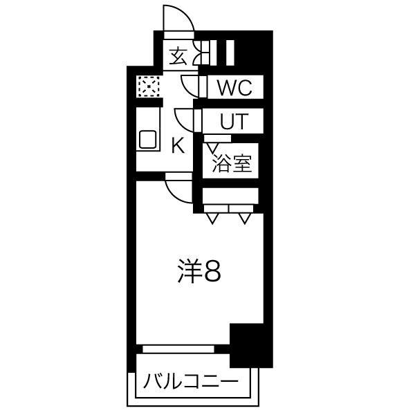 メイクスアート太閤通(1K/3階)の間取り写真