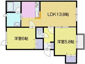 ローズベレー(2LDK/1階)の間取り写真
