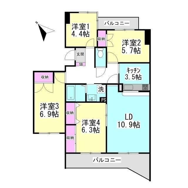 プレシジョン青葉台(4LDK/3階)の間取り写真