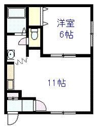 ダイヤハイツ7・西4 B(1LDK/1階)の間取り写真