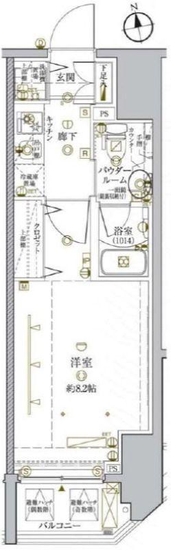クレイシア秋葉原イースト(1K/9階)の間取り写真