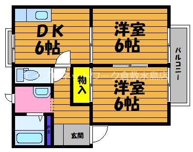 メゾン松尾C(2DK/2階)の間取り写真