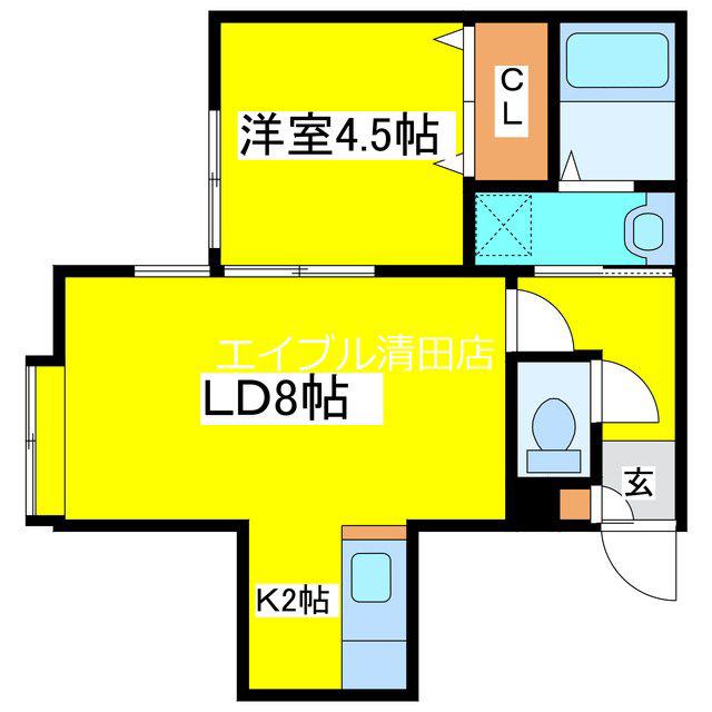 クレセール清田(1LDK/3階)の間取り写真