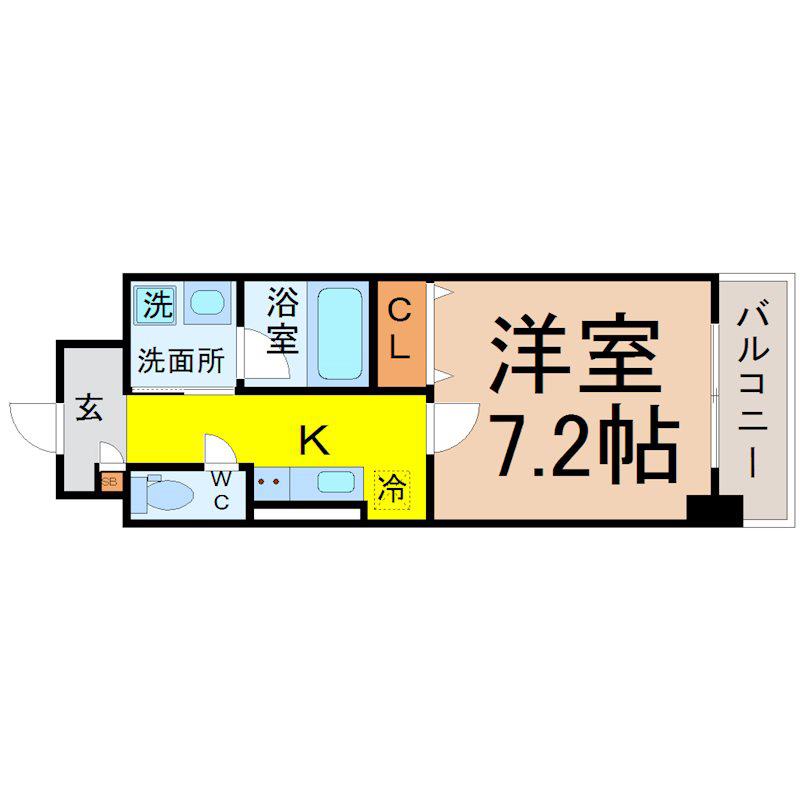 ボーデュキャナル幅下(1K/3階)の間取り写真