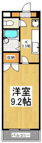 シティーホーム鷹の台3(1K/2階)の間取り写真