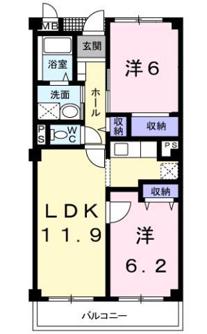サザンテラス(2LDK/3階)の間取り写真