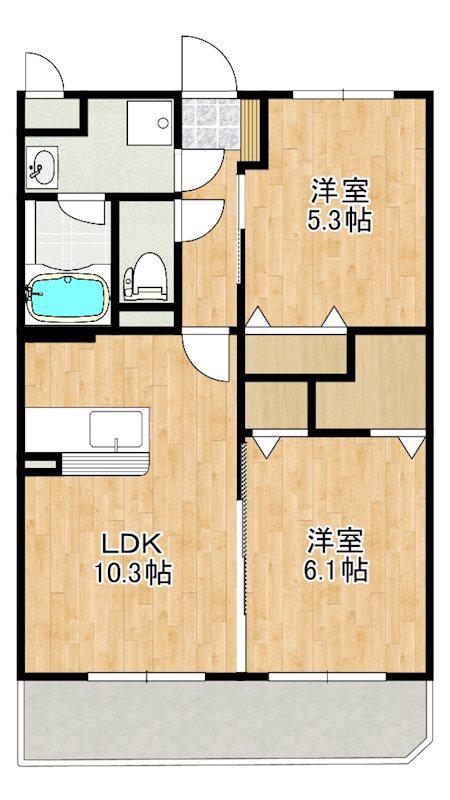 クレスト見次(2LDK/3階)の間取り写真