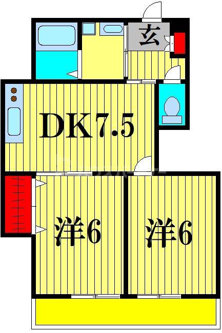 グランドハイム松江(2DK/3階)の間取り写真