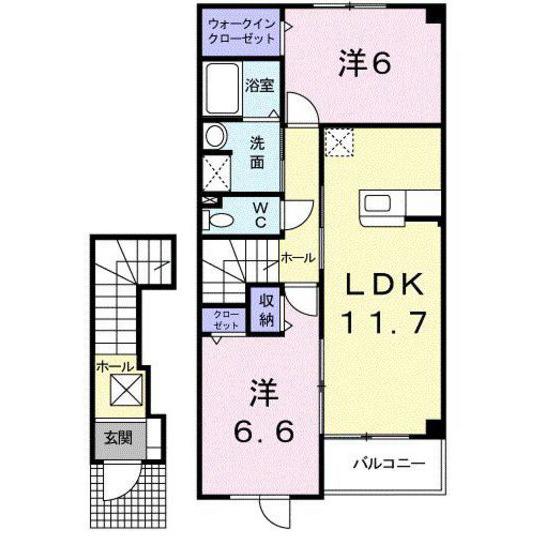 グレイスフルM V(2LDK/2階)の間取り写真