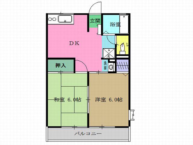 エッセンハイム(2DK/1階)の間取り写真